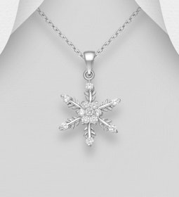Silverhalsband vacker Snöflinga med Cubic Zirkonia stenar