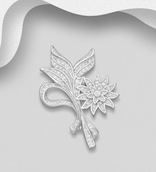 Silverbrosch vacker blomma med glittrande  Cubic Zirkonia