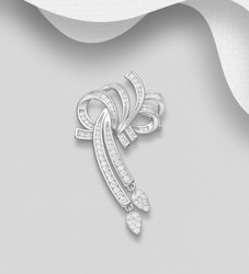 Silverbrosch vacker & elegant brosch med Cubic Zirkonia