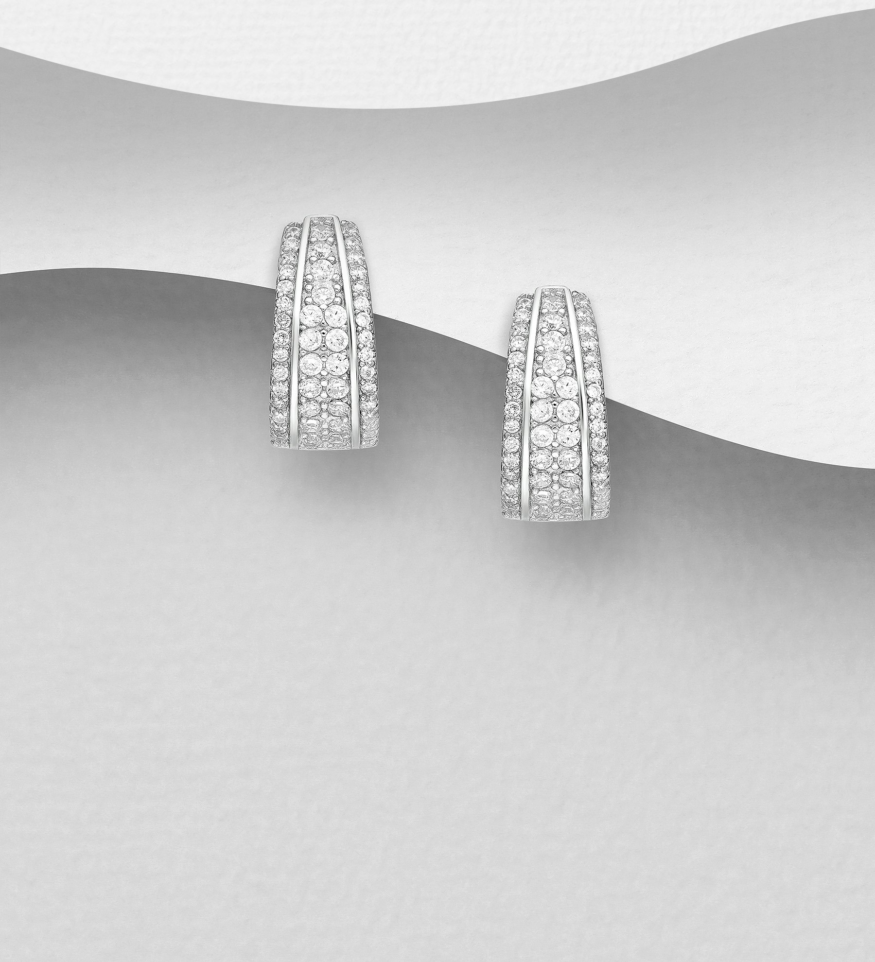 Silverörhängen lyxiga örhängen fyllda med cubic zirkonia