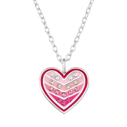 Barnhalsband Hjärta i rosa färger - halsband till barn i silver