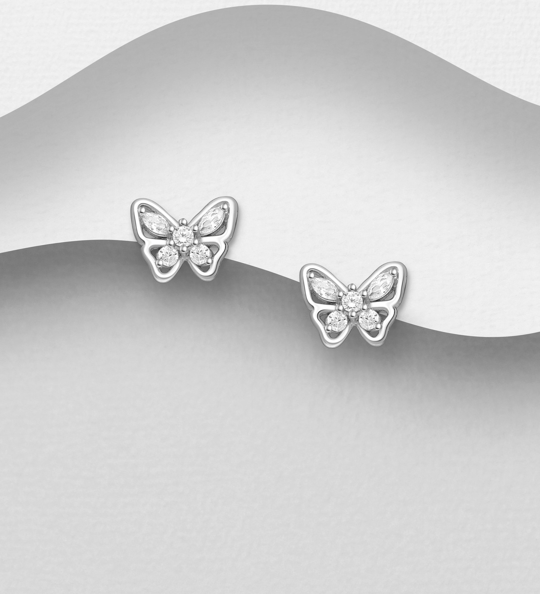 Silverörhängen studs - nätta Fjärilar i äkta sterling silver