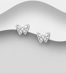 Silverörhängen studs - nätta Fjärilar i äkta sterling silver