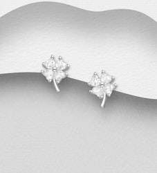 Silverörhängen studs - nätta Fyrklöver i äkta sterling silver