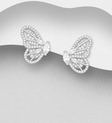 Silverörhängen lyxiga stora fjärilar fyllda med cubic zirkonia