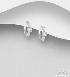 Silverörhängen glittrande Hoops med cubic - äkta silver