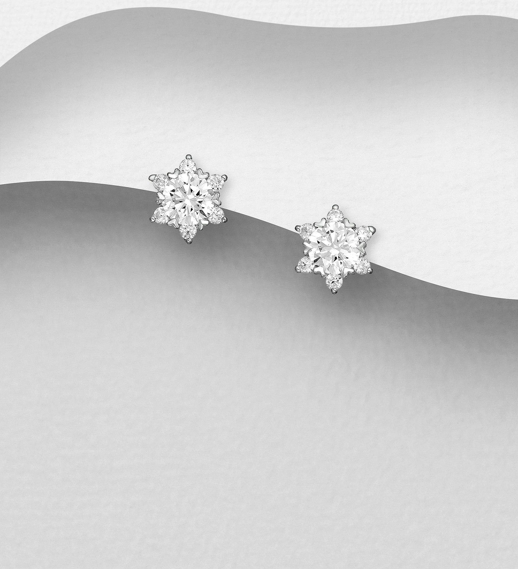 Silverörhängen vackra glittrande stjärnor av cubic zirkonia