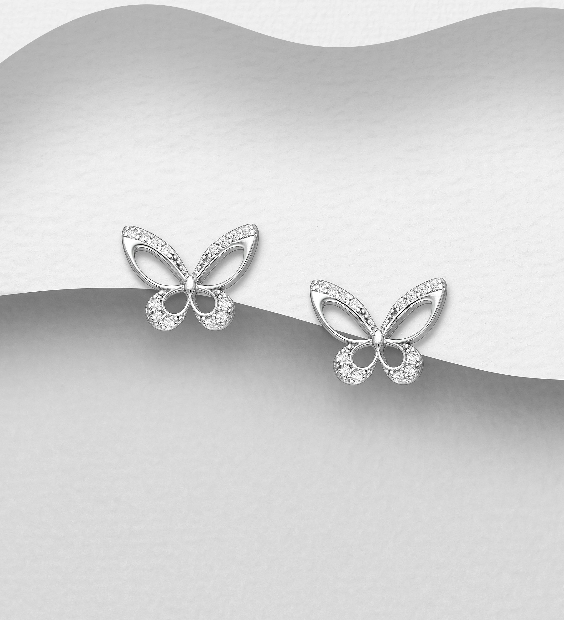 Silverörhängen söta fjärilar med cubic zirkonia i äkta silver