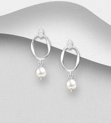 Silverörhängen eleganta hängande örhängen med pärlor