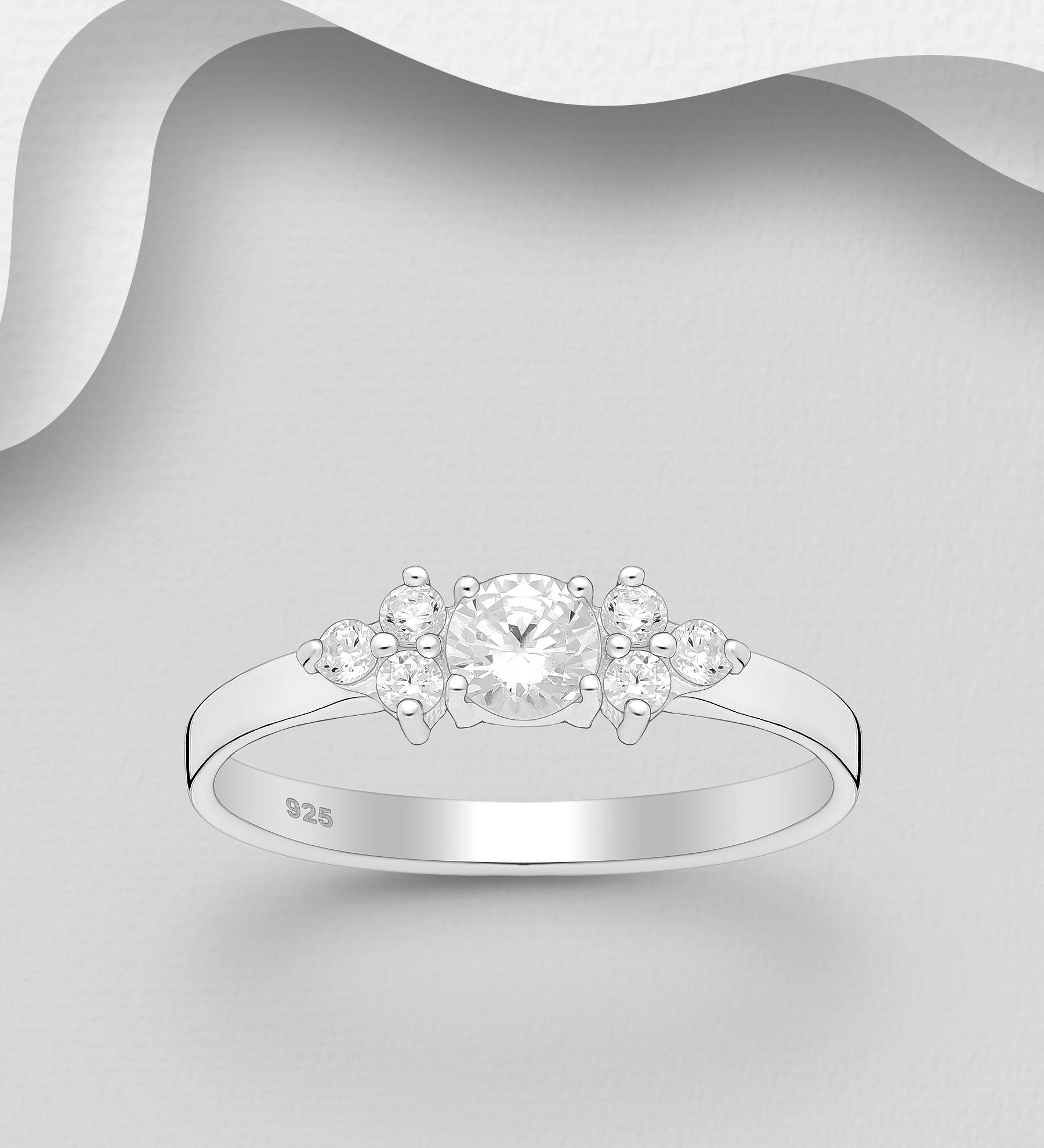 Silverring med vackra runda Cubic Zirkonia stenar