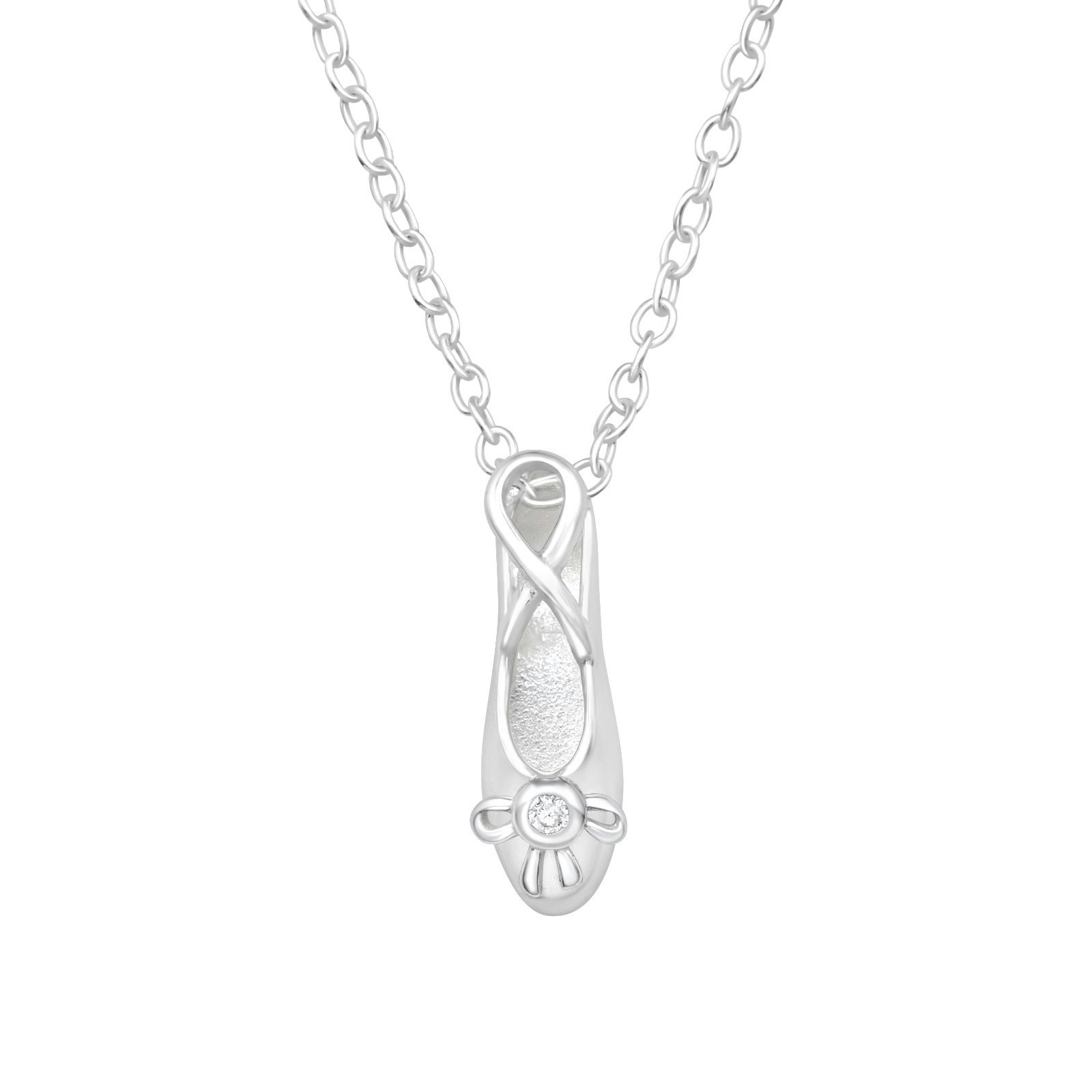 Barnhalsband Balettsko med cubic sten - halsband i silver