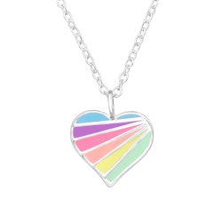 Barnhalsband pastellfärgat Hjärta -  i äkta 925 sterling silver