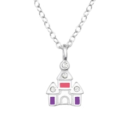 Barnhalsband Slott med stenar -  i äkta 925 sterling silver