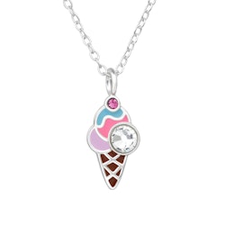 Barnhalsband pastellfärgad Glass -  i äkta 925 sterling silver