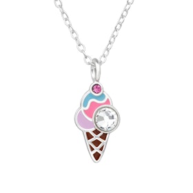 Barnhalsband pastellfärgad Glass -  i äkta 925 sterling silver