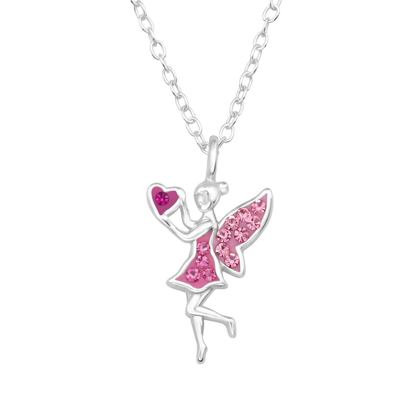 Barnhalsband rosa Fe med hjärta - i 925 äkta sterling silver