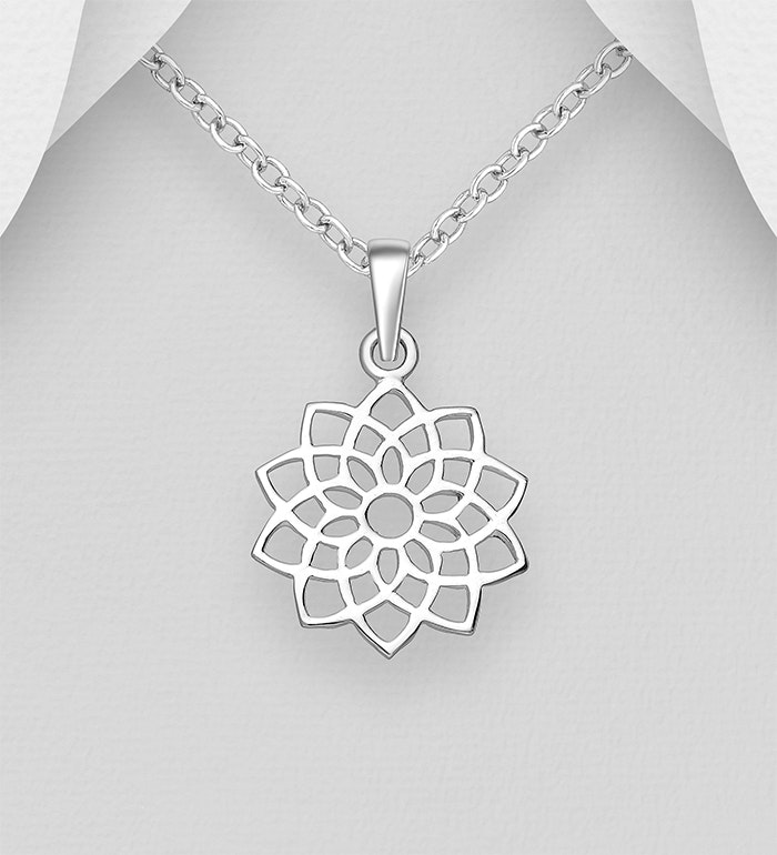 Silverhalsband vacker liten blomma - äkta 925 sterling silver