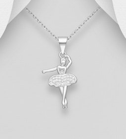 Silverhalsband Ballerina med kjol av glittrande cubic zirkonia