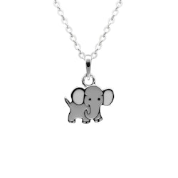 Barnhalsband Elefant grå - fint halsband till barn i äkta silver