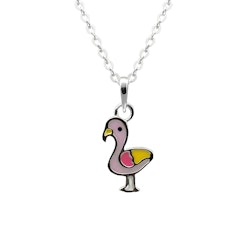 Barnhalsband lila Flamingo - halsband till barn i äkta silver