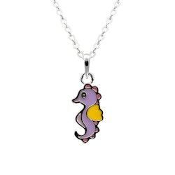 Barnhalsband lila Sjöhäst - halsband till barn i äkta 925 silver