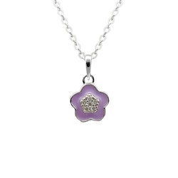 Barnhalsband lila Blomma - halsband till barn i äkta silver