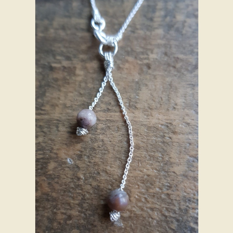 Silverhalsband Drops of love agat brun/grå