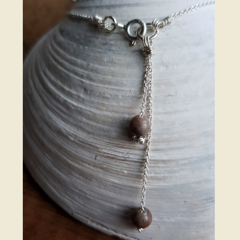 Silverhalsband Drops of love agat brun/grå