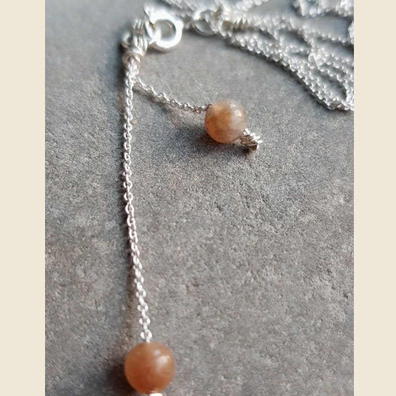 Silverhalsband Drops of love ljus brun/beige agat