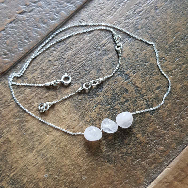 Silversmycke Tiny pebbles rosenkvarts