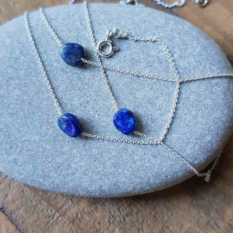 Silverarmband Tiny pebbles lapis lazuli