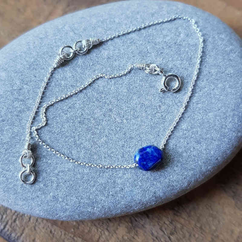 Silverarmband Tiny pebbles lapis lazuli