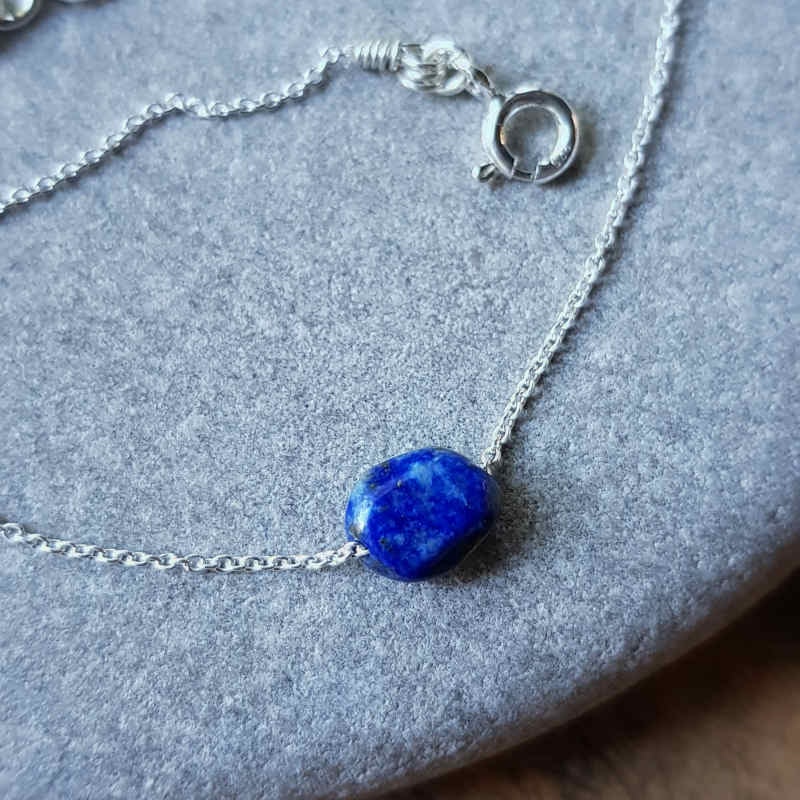 Silverarmband Tiny pebbles lapis lazuli