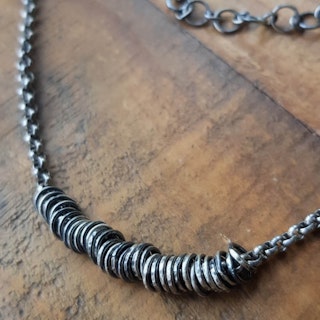 Silverhalsband Granit