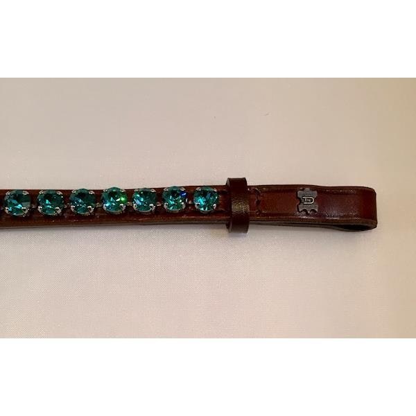 Döbert Pannband färg blue zircon/sten XL  brunt läder