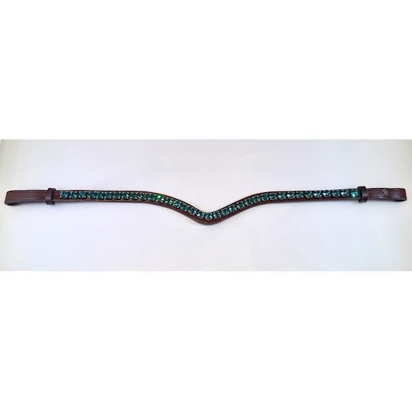 Döbert Pannband färg blue zircon/sten XL  brunt läder