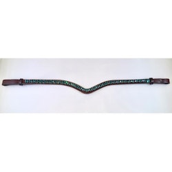 Döbert Pannband färg blue zircon/sten XL  brunt läder