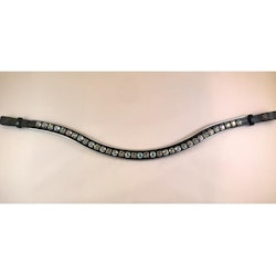 Döbert Pannband silver piping sten crystal aurore boreale & light azore läder/ sten XL läder svart