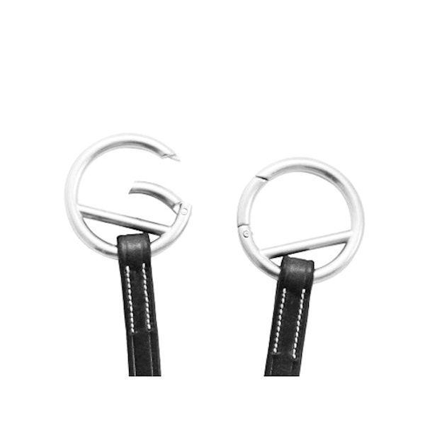 EQ Martingal öppningsbara brun/mässing och svart/silver ringar.
