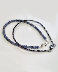 Safirarmband blått och Diamantarmband svart - 18 cm