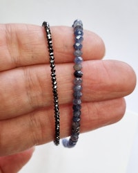 Safirarmband blått och Diamantarmband svart - 18 cm