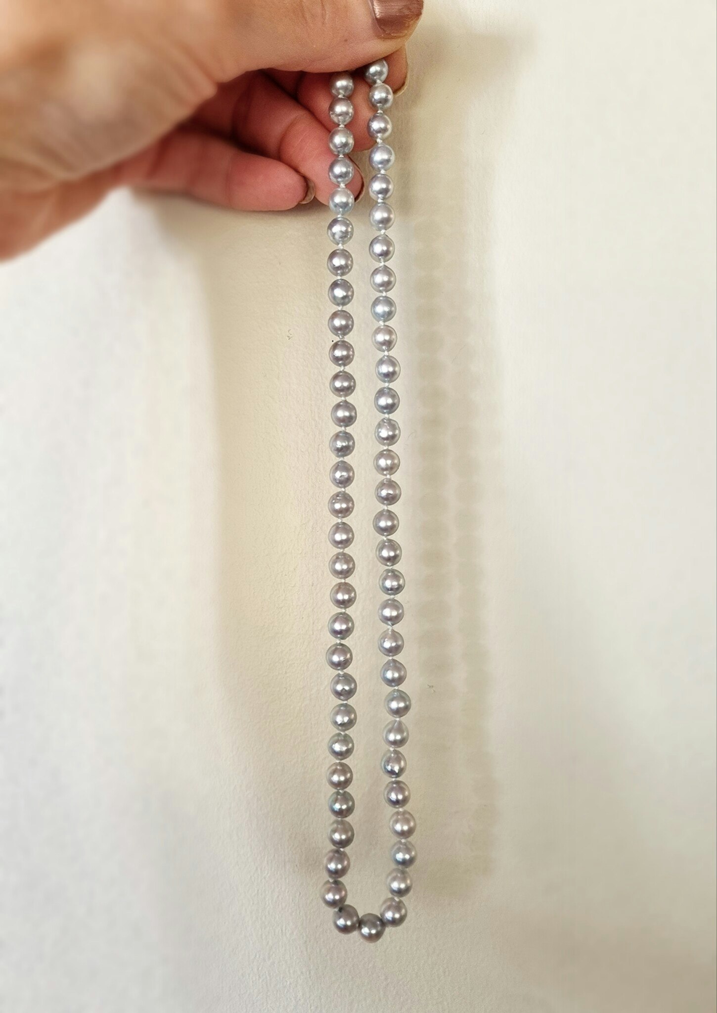 Pärlcollier - Silverblå Akoya 6,5-7 mm