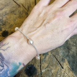 Sötvattenspärlor rosa - Armband i silver 18 cm