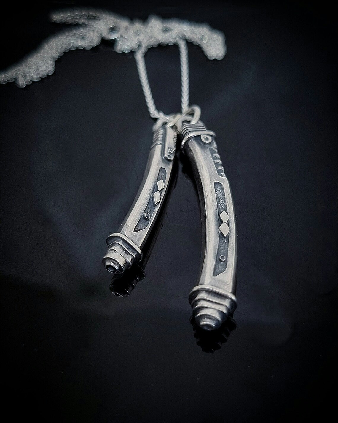 Inspired by Ahsoka Tanos's Lightsabers - fan art silver jewelry