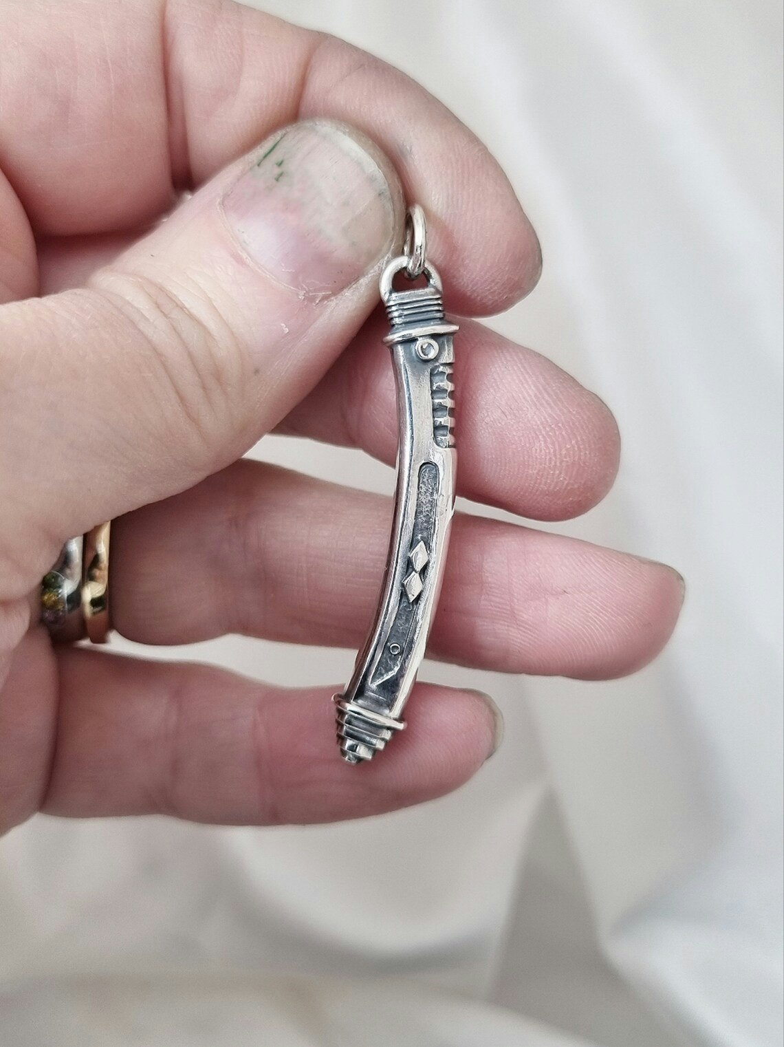 Inspired by Ahsoka Tanos's Lightsabers - fan art silver jewelry