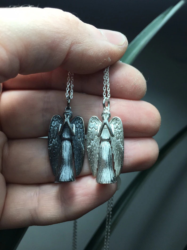 Weeping Angel silver necklace