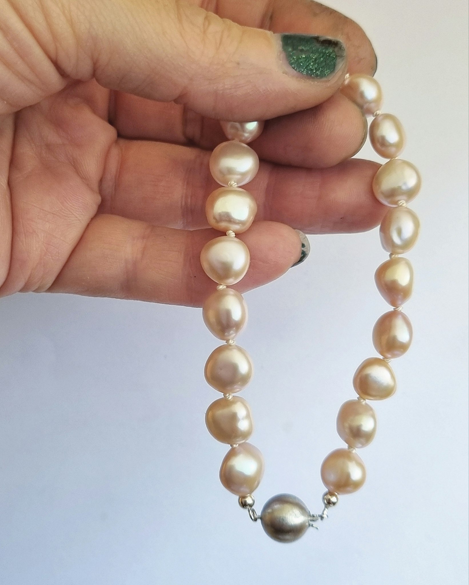 Rosa barocka sötvattenspärlor - armband