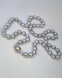 Pärlcollier - Silverblå Akoya 6,5-7 mm