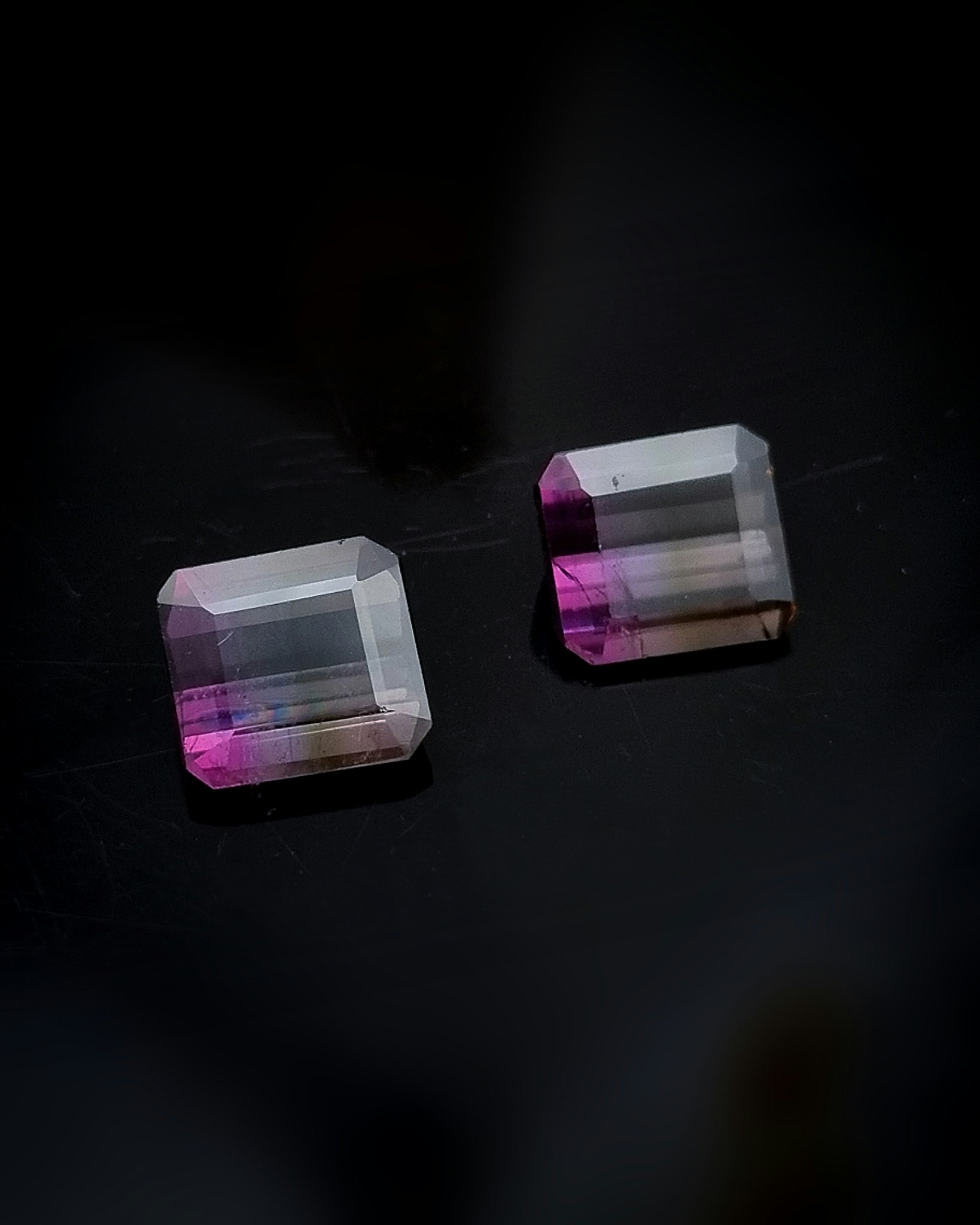 Turmalin (par) 6,25 ct bicolour varmgrå & rosa - 'made by order'