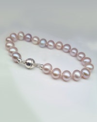 Naturligt ljust askrosa Sötvattenspärlor - armband 18-20 cm
